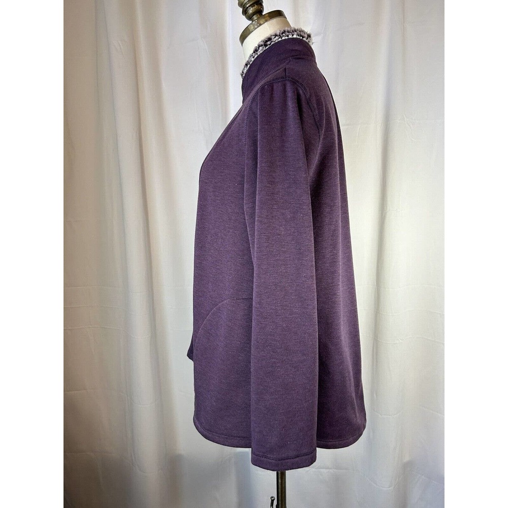 Cuddl Duds sweater jacket Womens M Fleece Lined Full-Zip Pockets purple comfy - Picture 6 of 9
